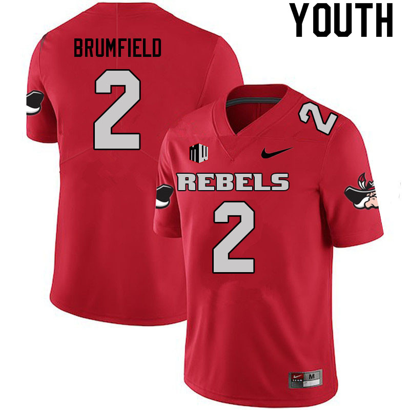 Youth #2 Doug Brumfield UNLV Rebels College Football Jerseys Sale-Scarlet